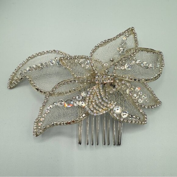 Wedding Floral Hair Comb - Veil Clip - Picture 2 of 16